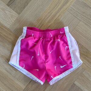 Nike Pink Girls' Athletic Shorts with White Swooshes